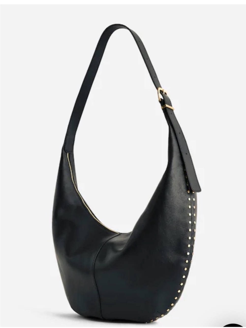 Madewell Black Essential Curve Shoulder Bag with Gold Studs